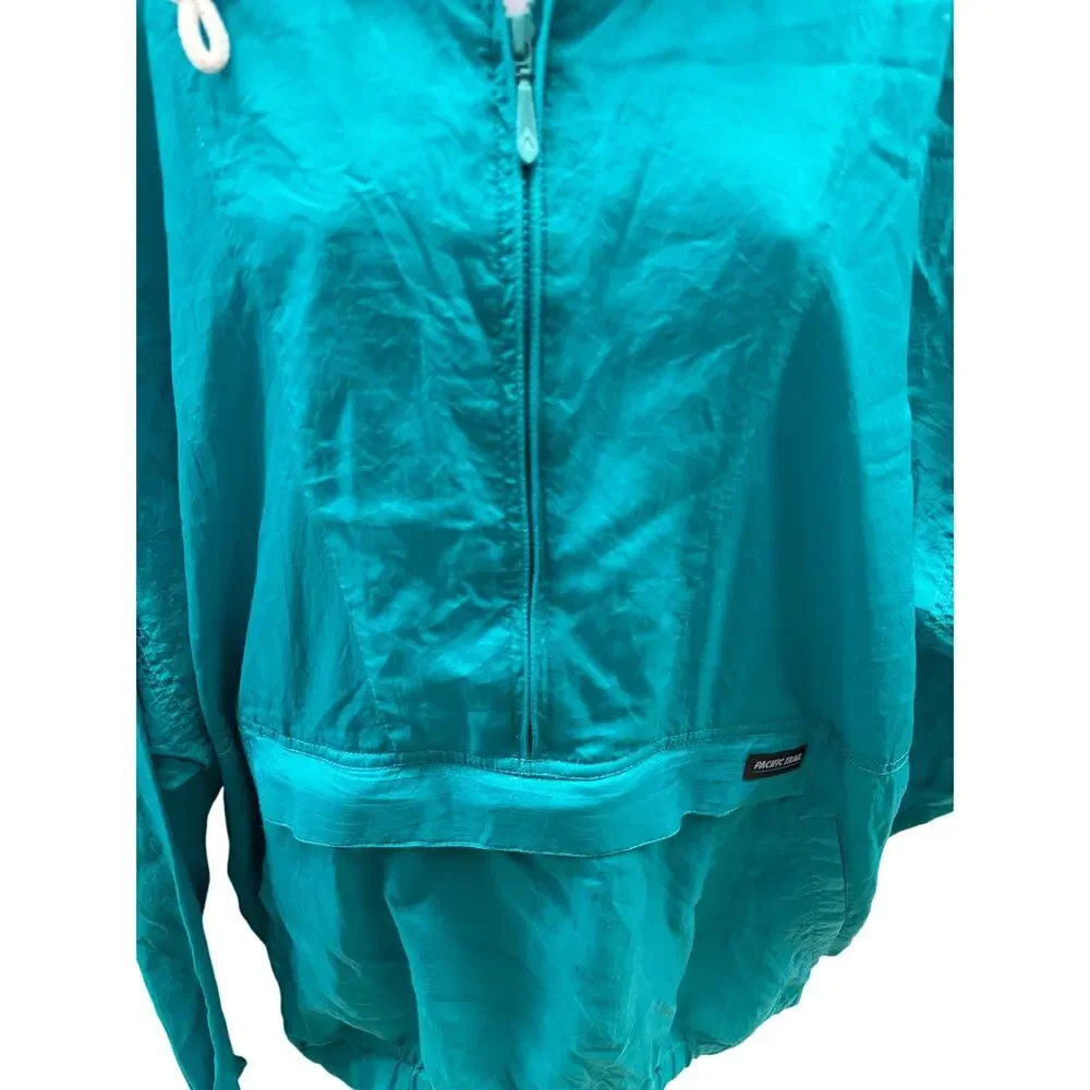 Vintage 90s Pacific Trail Anorak Jacket women’s XL Green Retro Windbreaker Rain - Picture 2 of 4